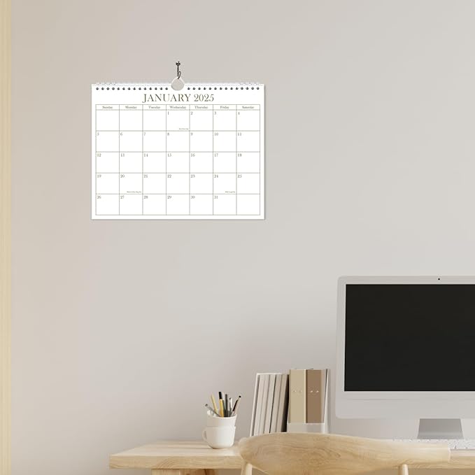 Calendar 2025-2025-2026 Wall Calendar from January 2025 - June 2026, 18 Months Calendar with Premium Paper, Twin-Wire Binding & Hanging Hook, 8.5" x 11", Golden