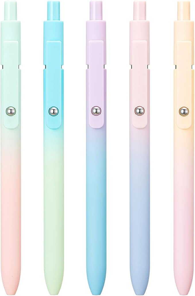 5 PCS Zennyth Gel Pens Quick Dry Fine Point Premium Retractable Rolling Ball Black Ink Smooth Writing Pens for School Office (Aurora)