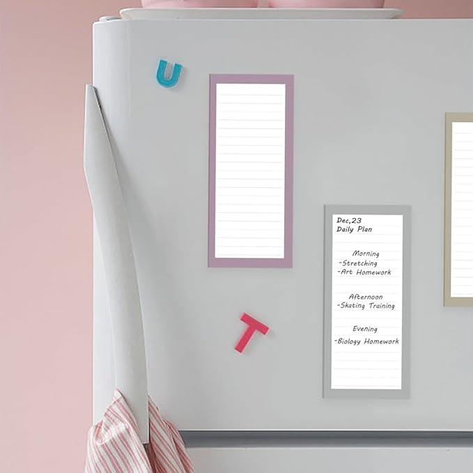 4 Pack Magnetic Notepads for Refrigerator, Full Magnet Back Design Magnetic Memo Pads, 50 Sheets per Note Pads To-Do List, Shopping List (Simple Style)