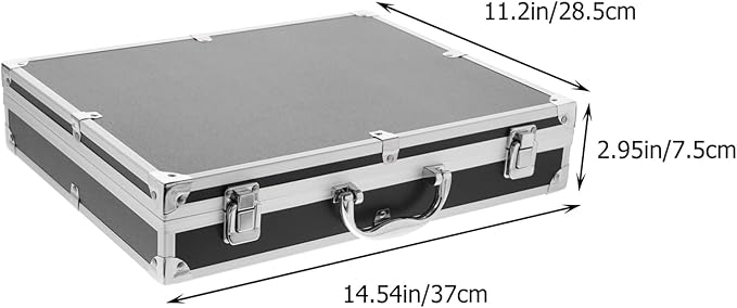 ERINGOGO Aluminum Briefcase - 11 Inch Hard Laptop Briefcases with Lock, Multifunctional Attache Case Black 37x28.5x7.5cm