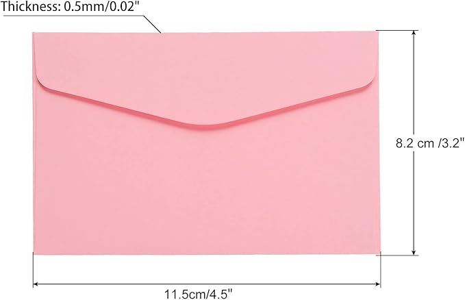 PATIKIL Mini Envelopes, 100 Pack Paper Blank Small Items Storage Business Card Holder for Greeting Note Party, Pink