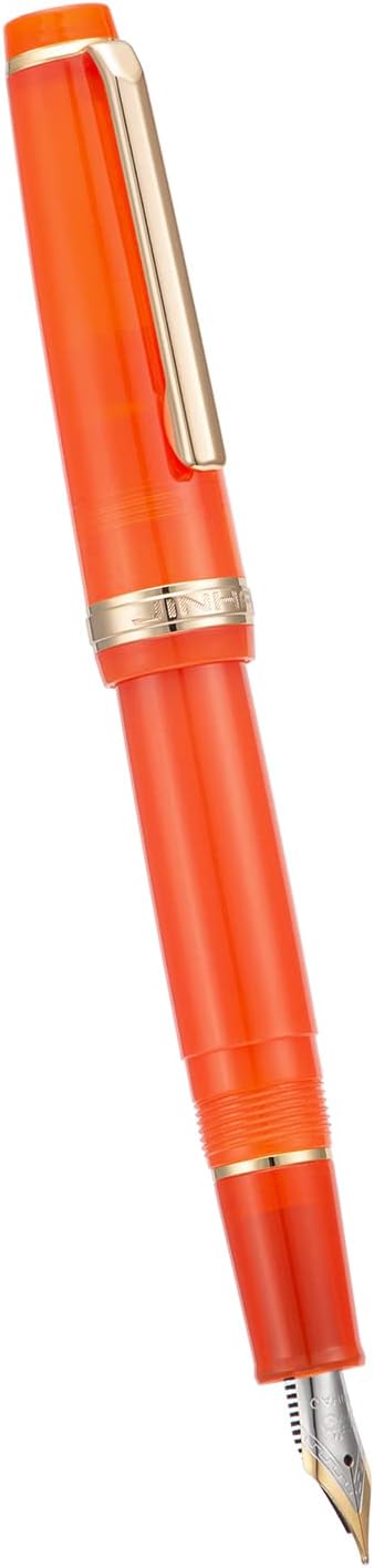 Jinhao 82 Acrylic Fountain Pen, Iridium Extra Fine Nib with Ink Converter, Transparent Light Red Classic Design Smooth Writing Pen (Gold Trim)