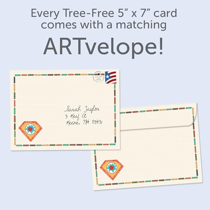 Tree-Free Greetings Teacher Appreciation Cards - Artful Designs - 2 Cards + Matching Envelopes - Made in USA - 100% Recycled Paper - 5"x7" - Lighthearted, For Teacher, Teacher Super Power (GT64453)