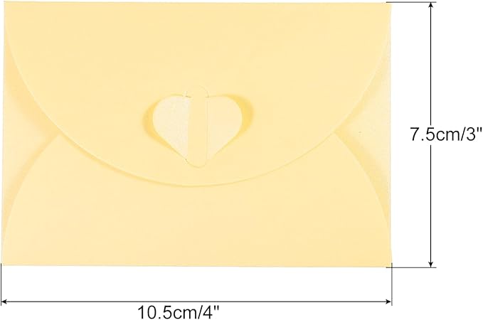 PATIKIL Gift Card Envelopes, 12 Pack Heart Shaped Clasp Small Gift Cards Holder Mini Envelope for Birthdays Weddings, Beige