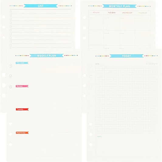 A5 Loose Leave Paper, To Do List/Daily/Week/Month Plan Binder Planner Refills Paper For A5 Ring Binder Notebook,160 Sheets (320 Pages) 6-Hole Notebook Inserts