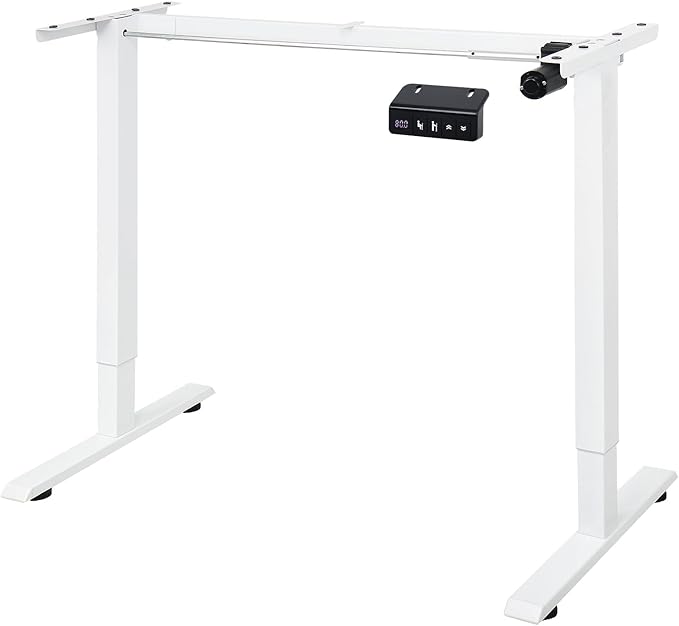 Electric Height Adjustable Stand up Desk Frame Sit Stand Desk Base with Memory Controller Ergonomic Standing Computer Table Legs Up to 45.28" for Home and Office, White Frame Only