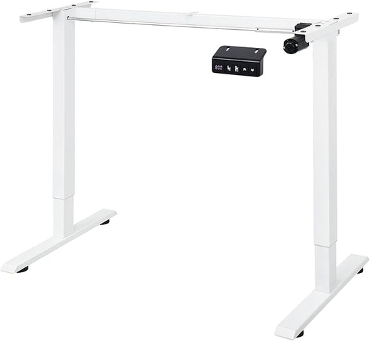 Electric Height Adjustable Stand up Desk Frame Sit Stand Desk Base with Memory Controller Ergonomic Standing Computer Table Legs Up to 45.28" for Home and Office, White Frame Only
