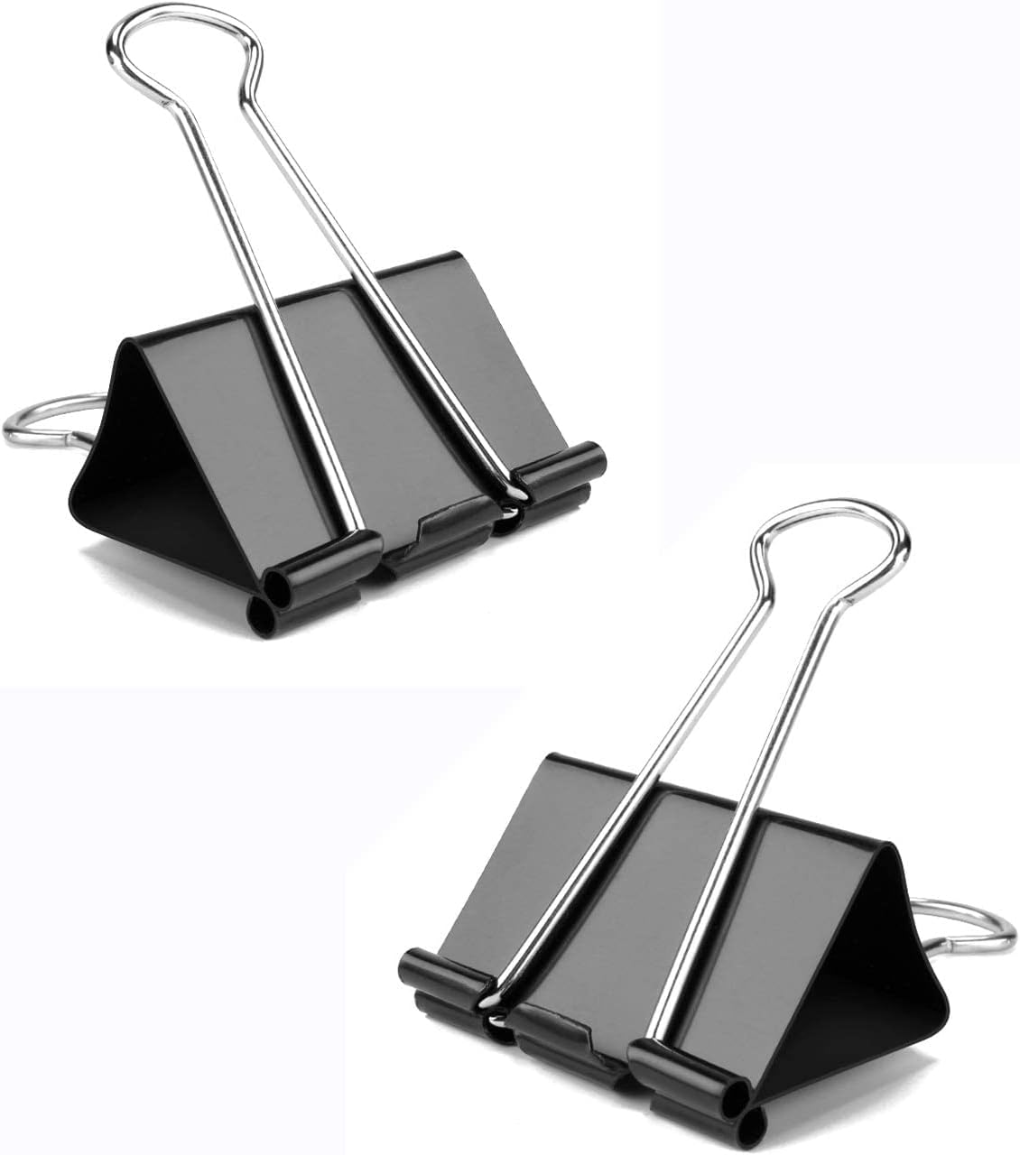 Medium Binder Clips, 72 Pack, 1-1/4 Inch, 1.25 Inch, Standard 32mm, Black, Capacity 0.6 Inch, Metal Paper Clips, Fold Clamp, Office Clips, School & Home Use