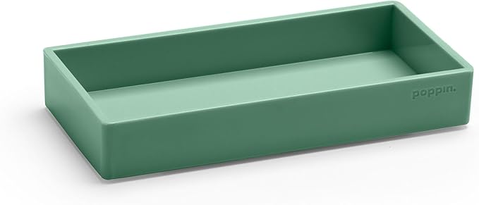 Poppin Stackable Small Accessory Tray - Modular Lacquer Desk Trays for Office Organization, Color-Coordinated Office Supplies for Desk (Sage, Small Accessory)