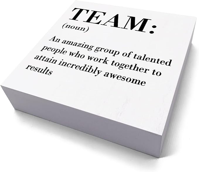 Inspirational Team Noun Office Decor Desk Decor Wooden Box Sign Rustic White Wood Block Plaque Box Sign for Home Office Desk Shelf Table Decoration Coworker Gift Team Definition Teamwork Sign