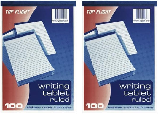 Top Flight Writing Tablet, White, 100 Sheets (Pack of 2)
