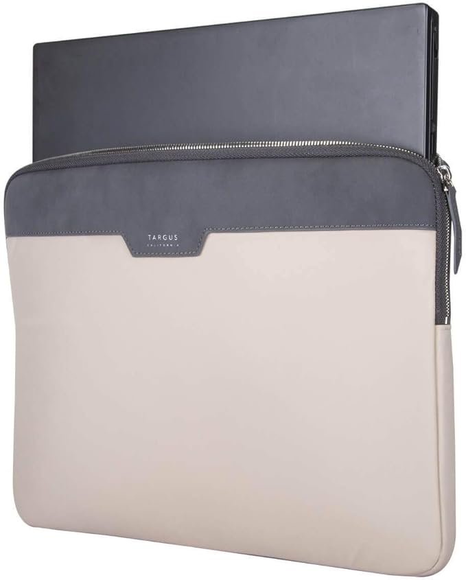 Targus Newport Modern Style Sleeve with Durable Water-Repellent Nylon, Back Zip Pocket Pouch, Protective Slipcase fits 11-12-Inch Laptop/Notebook, Tan (TSS100106GL)