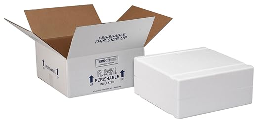 Polar Tech XM1C Thermo Chill Expand-em Series Insulated Carton with Foam Shipper, 10-3/8" Length x 10-3/8" Width x 4" Depth (Case of 5)