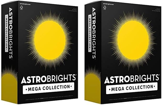 Astrobrights Mega Collection, Colored Paper, Bright Yellow, 625 Sheets, 24 lb/89 gsm, 8.5" x 11" - MORE SHEETS! (91618) (Pack of 2)
