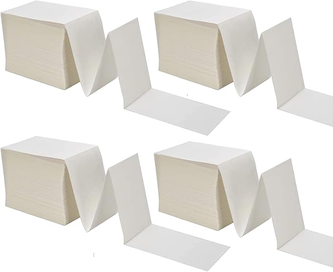 9527 Product Fanfold 4 x 6 Direct Thermal Labels White Perforated Shipping Labels,1000 Labels per Stack,4 Stacks Total 4000 Labels