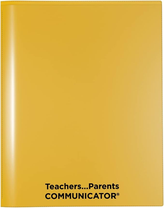 Nicky's Folder® English Communicator, Parent-Teacher Folder, Patented Tear-Resistant, Flexible Plastic, 2 Inside Pockets, 2 Exterior Sleeves, Letter Size Paper, Single Color (24 Pack) (Yellow)