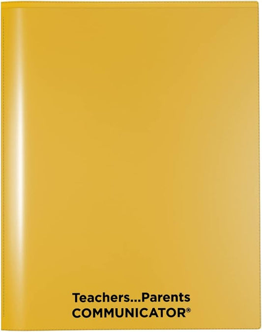 Nicky's Folder® English Communicator, Parent-Teacher Folder, Patented Tear-Resistant, Flexible Plastic, 2 Inside Pockets, 2 Exterior Sleeves, Letter Size Paper, Single Color (24 Pack) (Yellow)