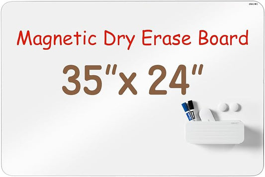 Deli Magnetic Dry Erase White Board, 35 x24 Inches, Silver Frame