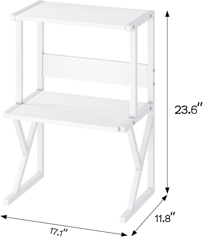 aboxoo Desktop Printer Stand with 3 Tier Wood Storage Shelves,Under Desk Printer Table,Multi-Purpose Home Office Desk Organizer for Fax Machine, Scanner (White)