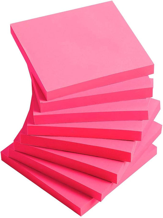 Vanpad Sticky Notes 3x3 Inches, Rose red Self-Stick Pads, Easy to Post for Home, Office, Notebook, 8 Pads/Pack