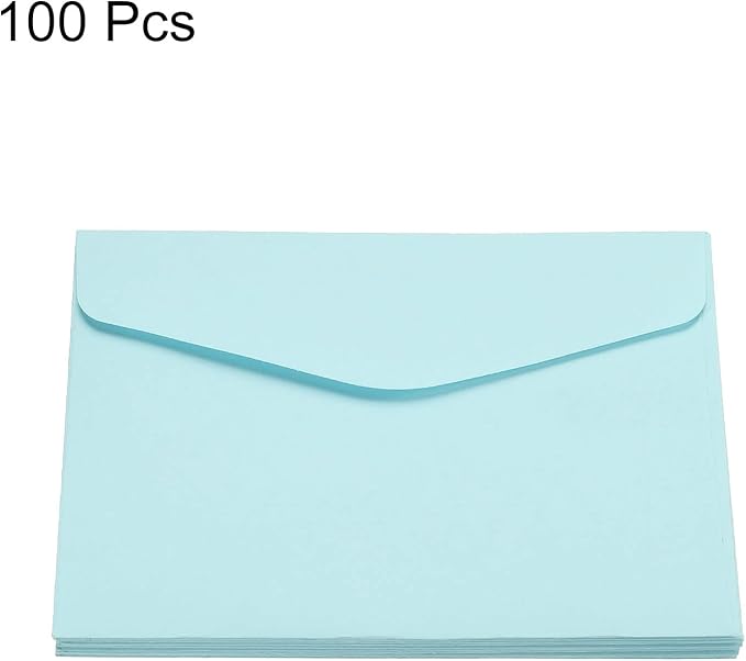 PATIKIL Mini Envelopes, 100 Pack Paper Blank Small Items Storage Business Card Holder for Greeting Note Party, Light Blue