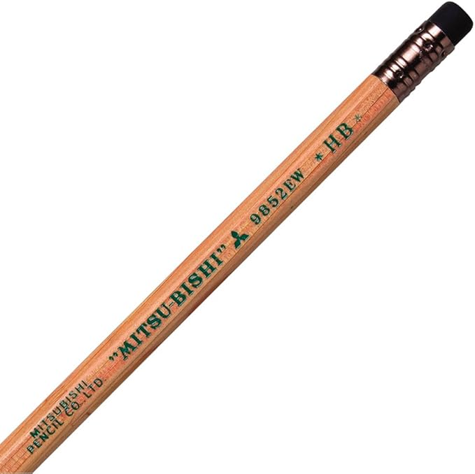 Mitsubishi Pencil K9852EWHB Recycled Pencil with Eraser 9852EW HB, 1 Dozen