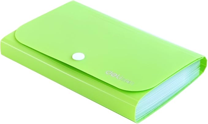 Expanding File Folder, Subdivision Accordion File Folder Mini Organizer PP Wallet for Cards,Coupons,Receipt,Tax Item or Changes,7x4.5 Inches,12 Pockets with Tabs and Check Case(Green)