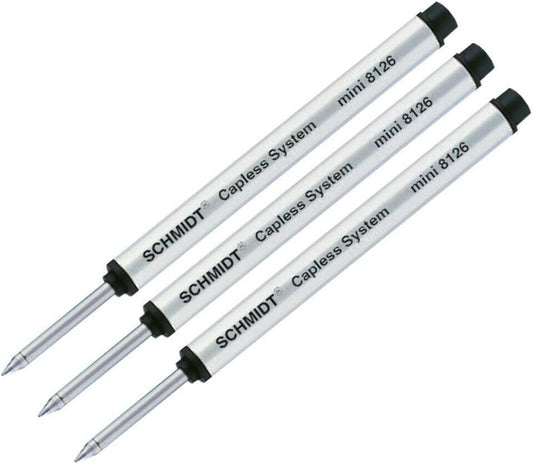 Lanier Refill Combo Pack - 3 Schmidt 8126Mini Capless System Rollerball Refill Black Fine Tip