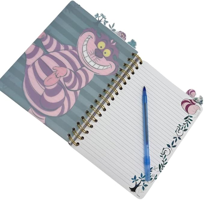 Innovative Designs Disney Alice in Wonderland Cheshire Cat Journal Notebook, Spiral Bound, 144 Lined Pages, 8 x 7 inches