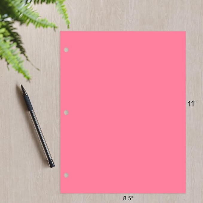 Copy And Printing Color Paper, 20 Lb. 3 Hole Punch 500 Sheets Per Ream. (Cherry)