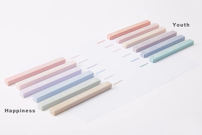 HPSIZEE Aesthetic Cute Highlighters Mild Assorted Colors With Soft Chisel Tip, No Bleed Dry Fast Easy to Hold, for Journal Bible Planner Notes School Office Supplies, 6 Pack - Youth
