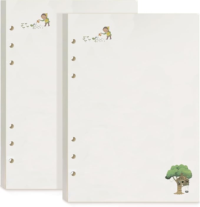 A5 Refills Paper, A5 Binder Planner Loose Leaf Paper,90 Sheets (180 Pages) 6-Hole Notebook Refills for 6-Ring Refillable A5 Ring Binder Notebook Planner, Blank Paper with Pattern