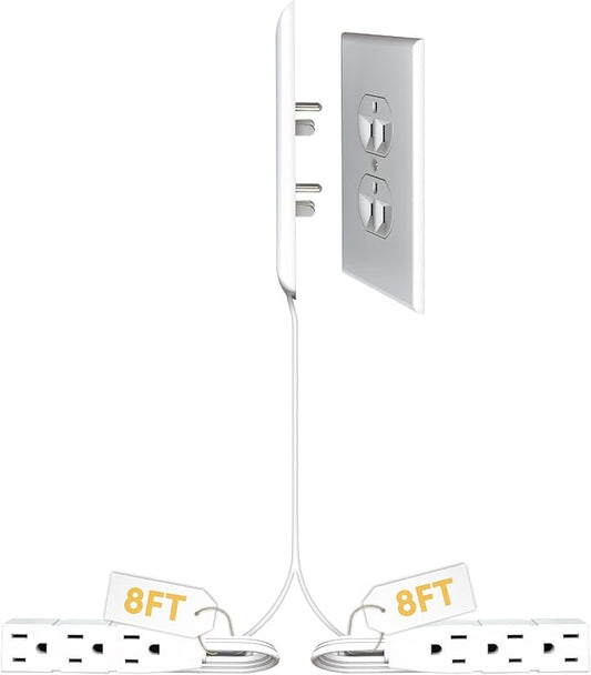 Sleek Socket Original & Patented Ultra-Thin Outlet Concealer with Cord Concealer Kit, Flat Extension Cord with Multi Outlets Power Strip, Ideal for Home Improvement, Hide Bulky and Messy Cords