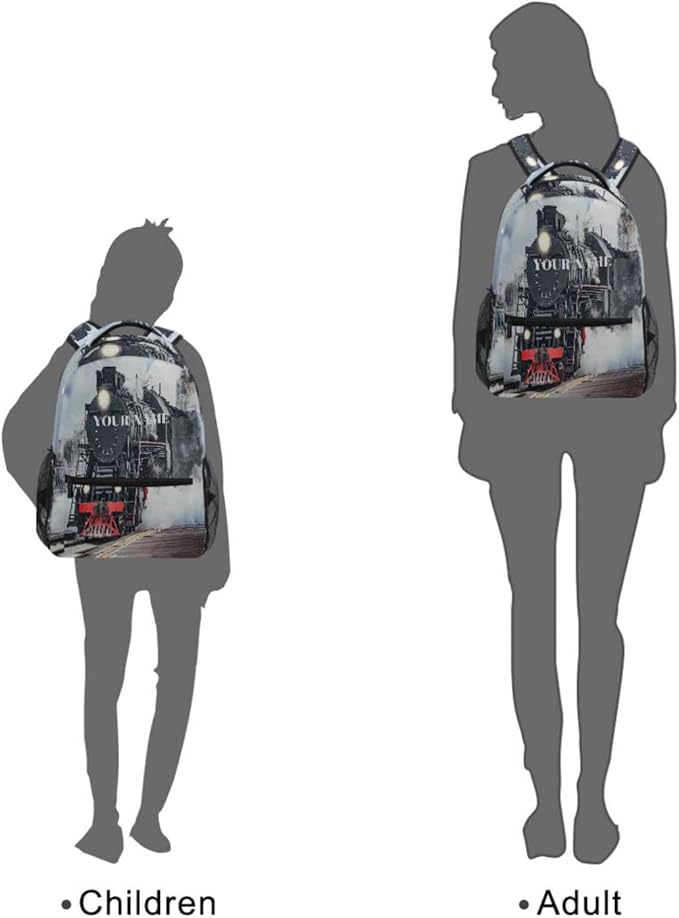 AUUXVA Custom School Backpack for Boys Kids with Name/Text Personalized Bookbag Add Your Name Customized Backpack Train School Bag Laptop Backpack Travel Camping Daypack