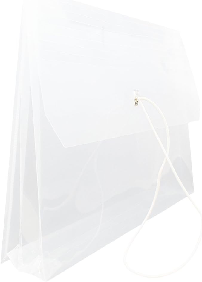 JAM PAPER Plastic Expansion Envelopes with Elastic Band Closure - Letter Booklet - 9 3/4 x 13 with 2.5 Inch Expansion - Clear - 12/Pack