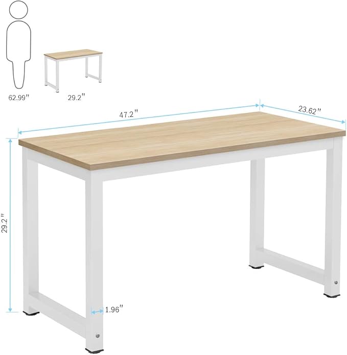 Tribesigns Computer Desk, 47 inch Modern Simple Office Desk Computer Table Study Writing Desk for Home Office, Light Walnut
