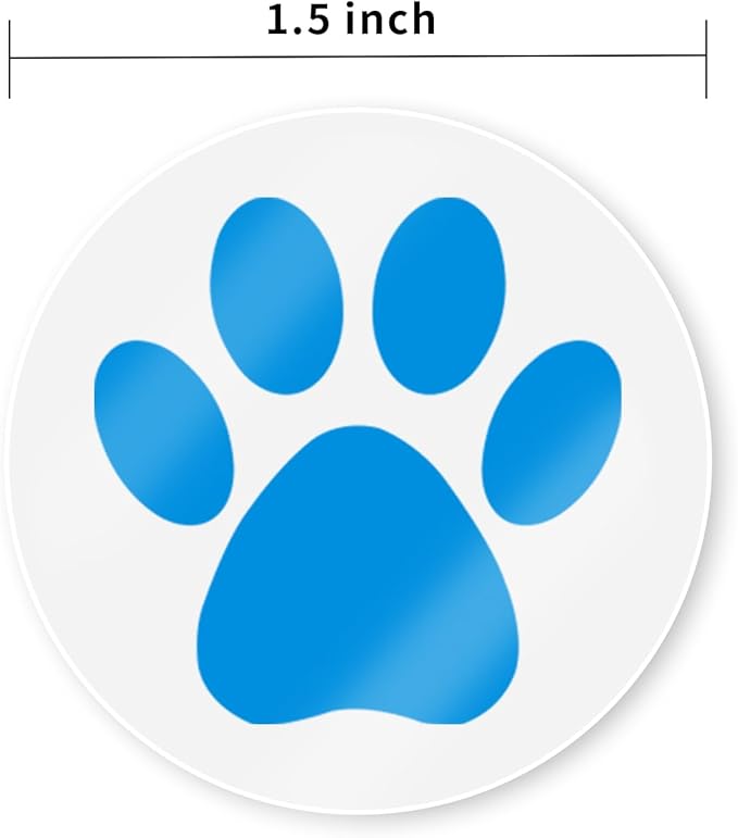Paw Print Stickers, 1.5" Clear Round Bear Paw Stickers (500 PCS, Blue)