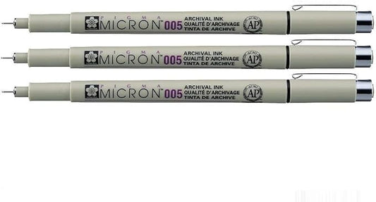 Pigma Sakura Micron - Pigment Fineliners - XSDK005-0.05mm - Black [Pack of 3]