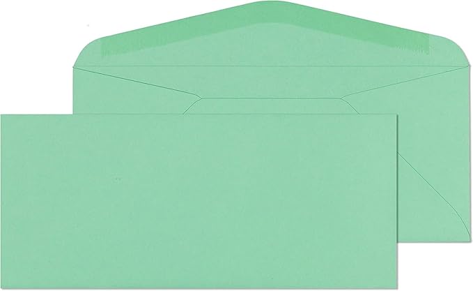 EnDoc #9 Colored Envelopes - 80 Pack - Green Pastel Color 3 7/8 x 8 7/8 envelope, Letter Size, For Home, Offices, Holiday, Invoices and Mailings
