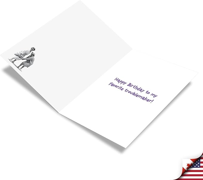 NobleWorks - 1 Funny Happy Birthday Greeting Card - Old Woman Humor, Notecard Talk Bubbles - Old Troublemakers C3567BDG