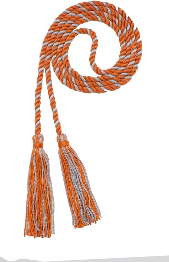 Tassel Depot Graduation Honor Cord - Orange/Gray - Every School Color Available - Made in USA