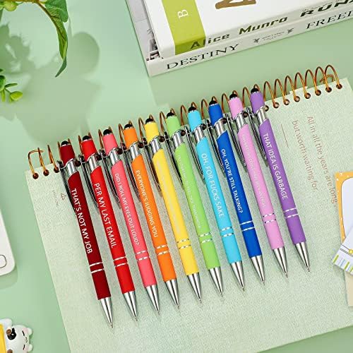 Eersida 30 Pcs Snarky Office Pens Funny Insulting Pens Arcastic Negative Quotes Ballpoint Macaron Touch Stylus for Office, Black Ink