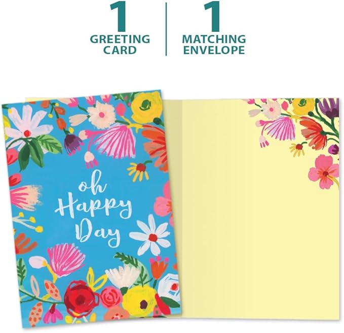 Tree-Free Greetings - Birthday Card - Artful Designs - 1 Card + Matching Envelope - Made in USA - 100% Recycled Paper - 5 x 7 - Oh Happy Day (GO61208)