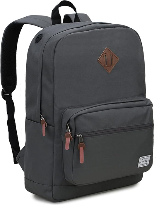 RAVUO Backpack for Men, Water Resistant Grey School Backpack Laptop Rucksack College Bookbag Daypack with Two Bottle Pockets
