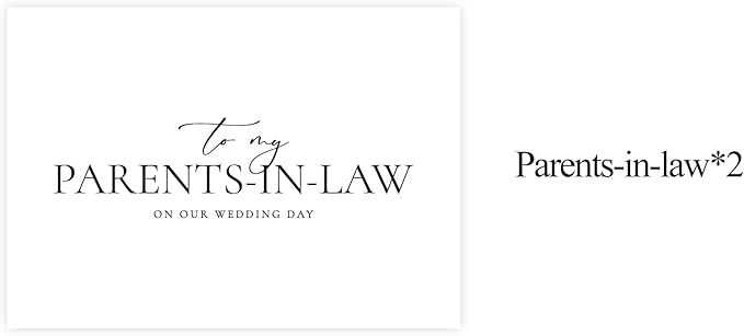 Set of 2 Parents In Law Wedding Day Card, Parents In Law Of The Bride/Groom Gifts, To My Parents In Law On Our Wedding Day. （Parents-in-Law A）