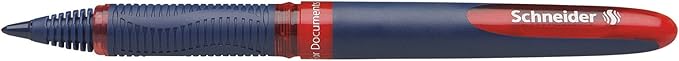 Schneider One Business Rollerball Pen, 0.6 mm Ultra-Smooth Tip, Blue Barrel, Red Ink, Box of 10 Pens (183002)