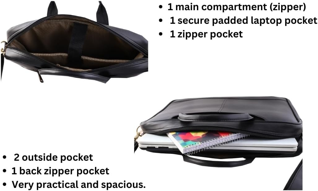 Mysa Vegan Leather Vintage Messenger Crossbody Shoulder Briefcase Bag for Office Work Fit 14.5" Computer Laptop for Men Women