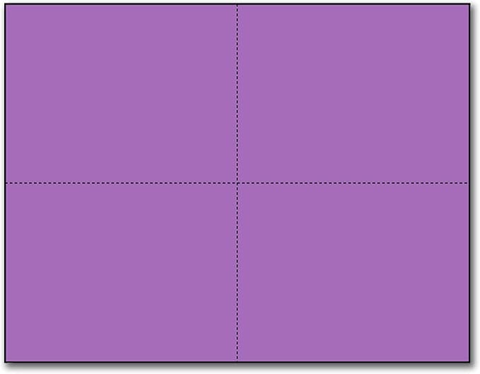 Blank Colored 4-up Postcard Paper by Desktop Publishing Supplies - 25 Sheets / 100 Postcards Pack - Printable with Laser or Inkjet Printer - Plain Matte Cardstock (Purple)
