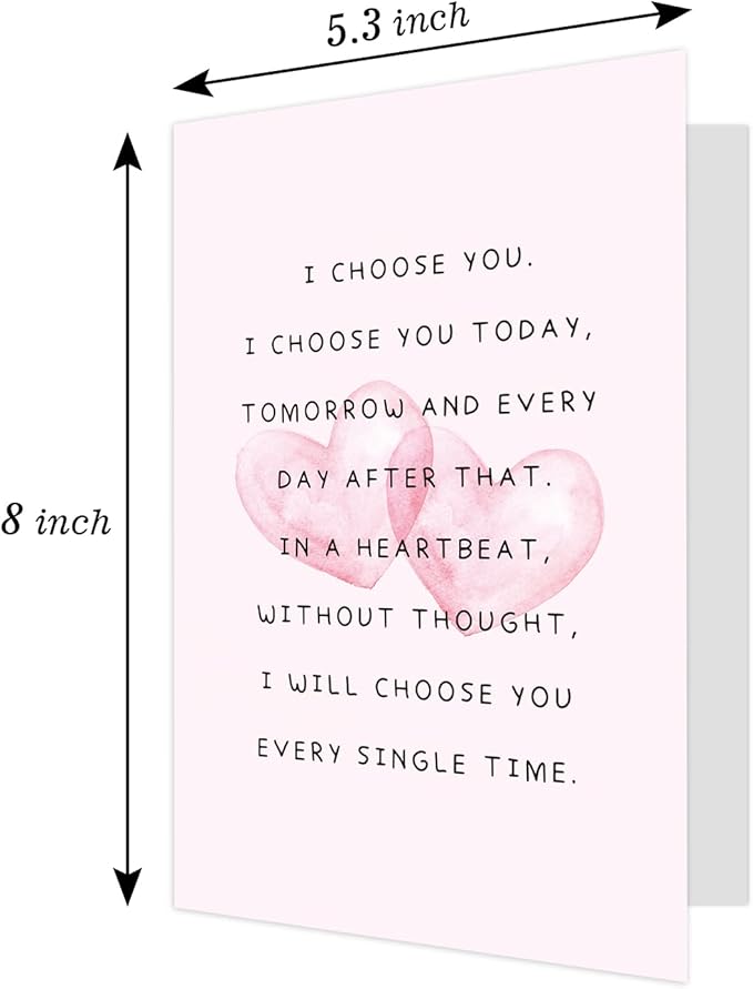 Ogeby Cute Valentines Day Card Gifts for Boyfriend Girlfriend, Sweet Anniversary Cards Gifts for Husband Wife, I Choose You Every day Love Card for Him Her