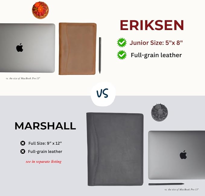 PEGAI Handmade 100% Leather Padfolio | Junior Legal Pad Folder Organizer for Business School Office Conference | Resume Interview Document Organizer Folio | Eriksen (Mahogany Brown)